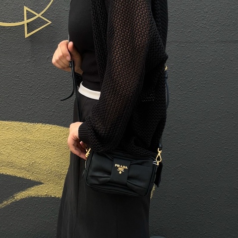 🌷Prada 蝴蝶結🎀斜背包.單肩包.手提包｜經典花紋✦fufu style 精品✦ 氣質款｜側背包.斜背包.手提包.單肩包