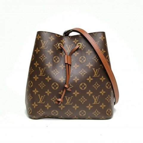 LOUIS VUITTON NÉONOÉ水桶包中號棕色內裏老花金扣晶片肩背包