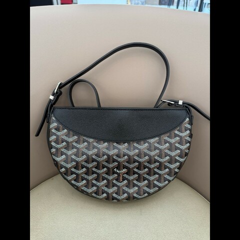 Goyard/戈雅 Hirondelle燕子包黑色老花滿印半月包