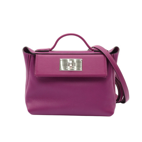 HERMES 愛馬仕 24/24 mini 兩用包 海葵紫 Evercolor牛皮 Y刻 銀扣 H082153CK