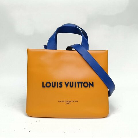 LOUIS VUITTON 棕色牛皮革晶片Shoppertote手提包肩背包