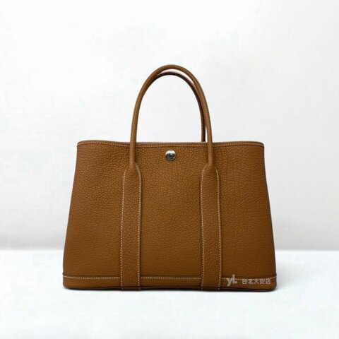 A13485-HERMES Garden Party 37金棕 Veau Negonda皮花園包30 H051568CK37