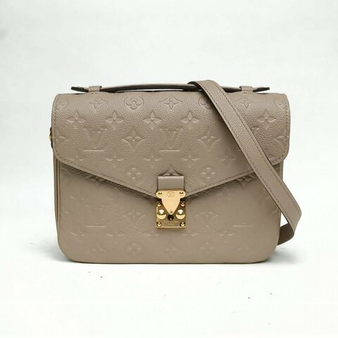 LOUIS VUITTON MetisPochette郵差包奶茶色牛皮革金扣晶片肩背包