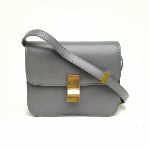 CELINE ClassicBoxTeen灰色牛皮革肩背包