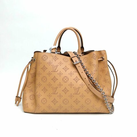 LOUIS VUITTON BellaTote托特棕色牛皮革銀扣晶片肩背包