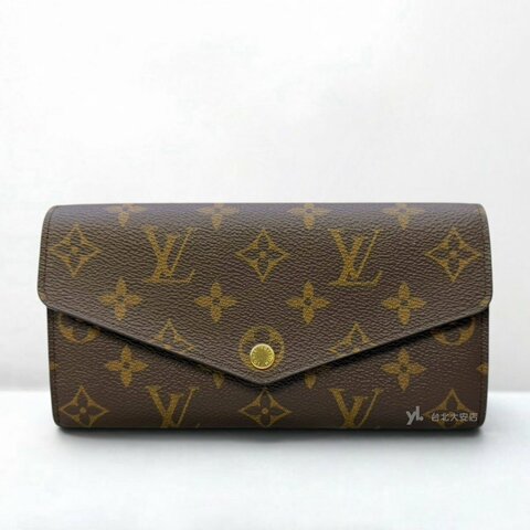 A13500-LV Sarah錢包經典原花棕色信封16卡下蓋長夾 M60531