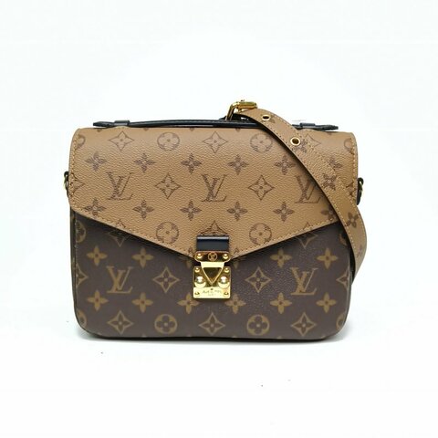 LOUIS VUITTON MetisPochette郵差包拼色金扣晶片老花肩背包