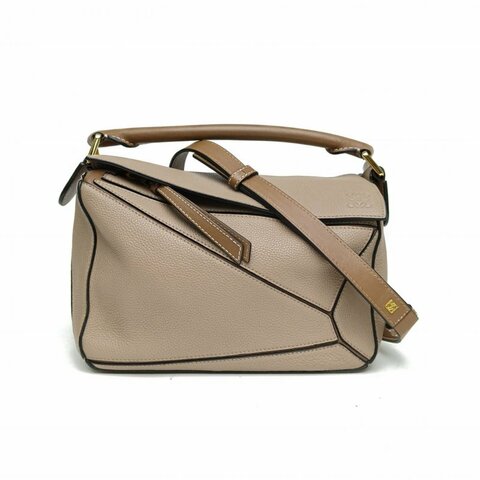 LOEWE Puzzle24幾何包小號淺駝色牛皮革肩背包