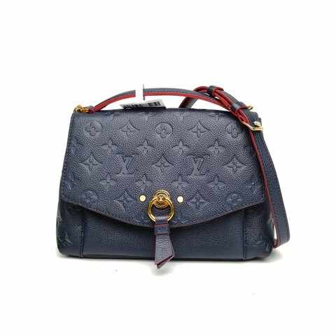 LOUIS VUITTON 藍色牛皮革Blanchebb老花壓紋郵差包肩背包