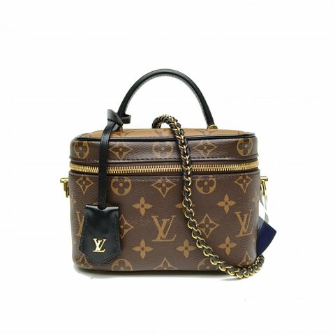 LOUIS VUITTON Vanity化妝包小號老花PVC金扣肩背包