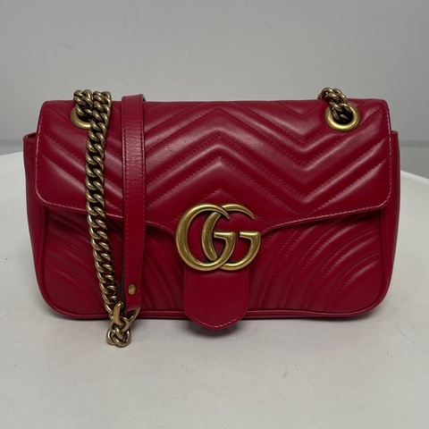 Gucci/古馳 紅色馬蒙26鏈條包