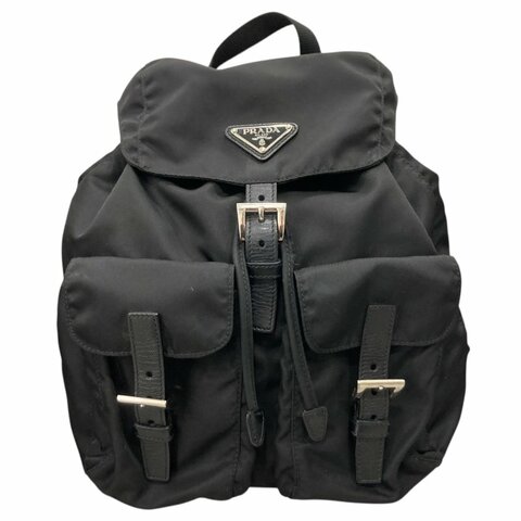 PRADA 普拉達 1BZ677 VELA 後背包 尼龍 黑色 銀釦