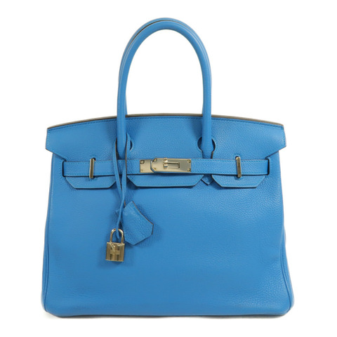 HERMES Clemence皮革Birkin 30手挽袋Bleu Izmir/Malachite