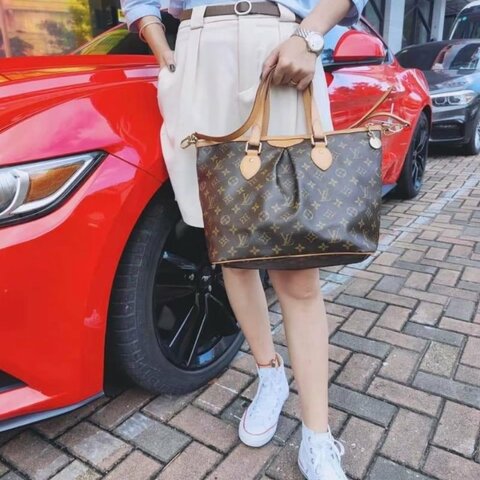 我最美 LV Louis Vuitton原花抓皺拉鍊三用水餃包/ M40145手提、肩背，斜跨