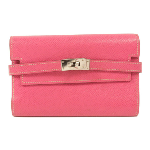 HERMES Epsom皮革Kelly Compact Wallet長錢包Rose Tyrien