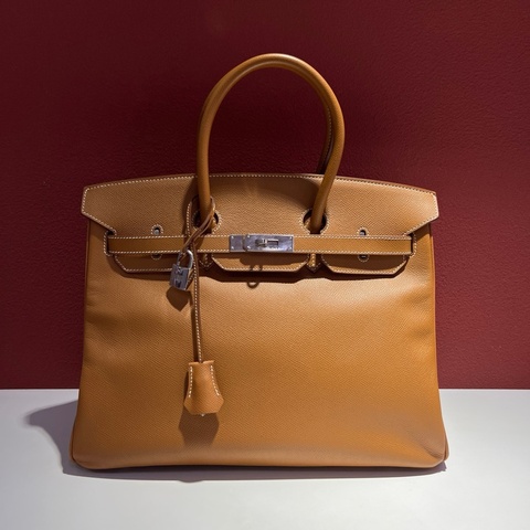 【震撼撿漏價✨全網最低價】Hermes/愛馬仕 Birkin 35 金棕色 銀扣