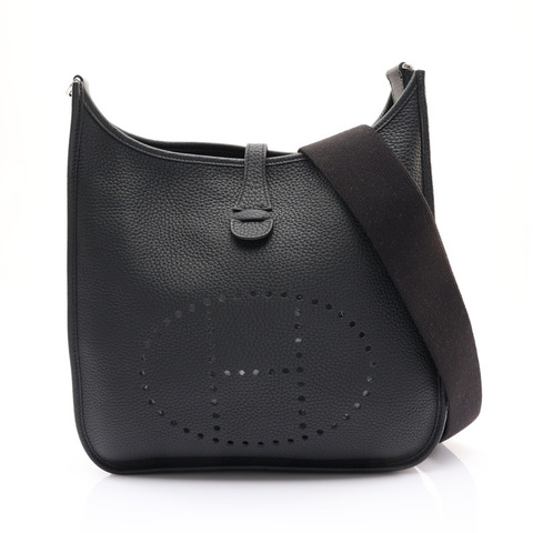 HERMES 愛馬仕 Evelyne 29 Clemence牛皮 黑色 伊芙琳包 銀扣 K刻 肩背包 H056277CK