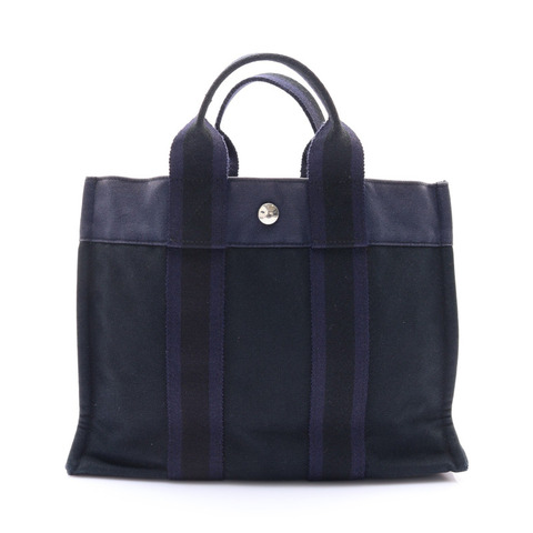 HERMES 愛馬仕 Fourre Tout PM 手提包 藍/黑色 帆布