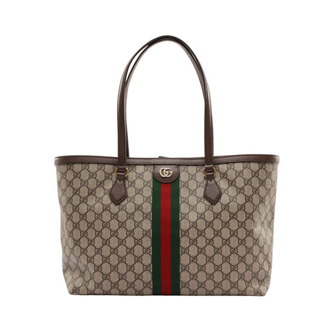 GUCCI 古馳 Ophida Large 托特包 肩背包 棕色 GG Supreme帆布 牛皮 631685