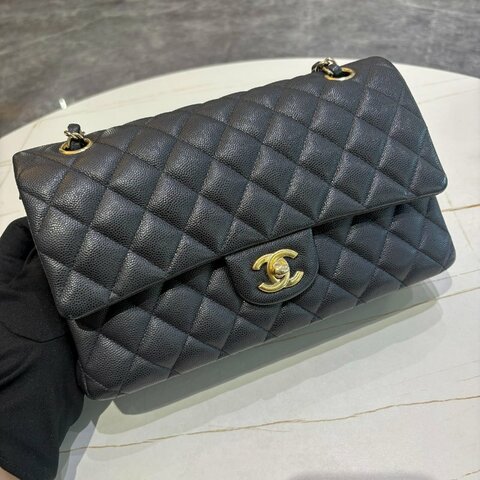 CHANEL CF25 口蓋包荔枝牛皮金釦(保卡款)