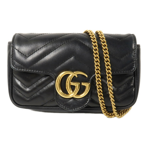 GUCCI 牛皮皮革GG Marmont Super Mini鏈帶肩背袋