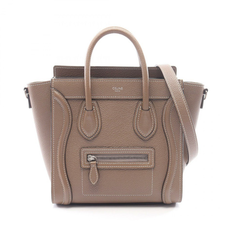CELINE Luggage Nano Shopper 單肩斜背包 189243 皮革 Moka 二手