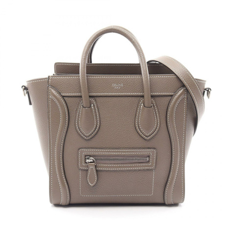 CELINE Luggage Nano Shopper 單肩斜背包 189243 皮革 灰色 二手