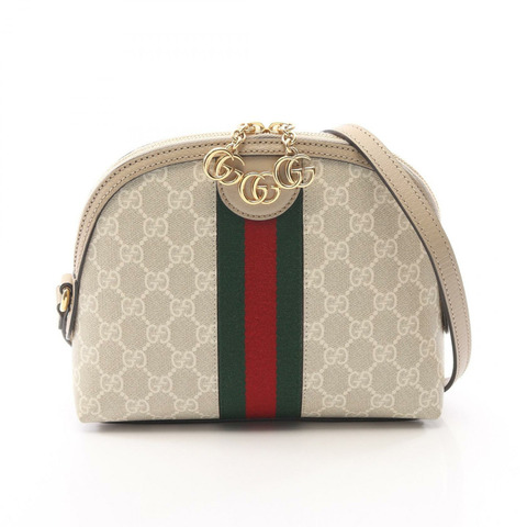 GUCCI Ophidia GG Supreme 單肩斜背包 499621 帆布皮革 米色 二手
