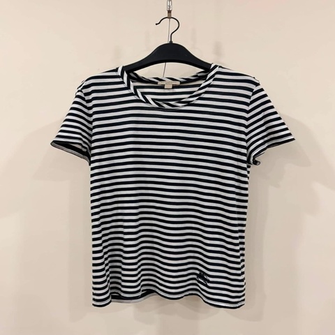 BURBERRY BRIT 橫條紋大戰馬刺繡上衣