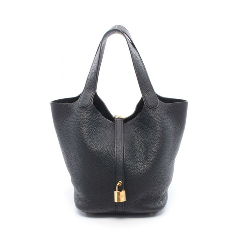 愛馬仕 Picotin Lock MM 手提包 U Taurillon Clemence 黑色二手女士金扣