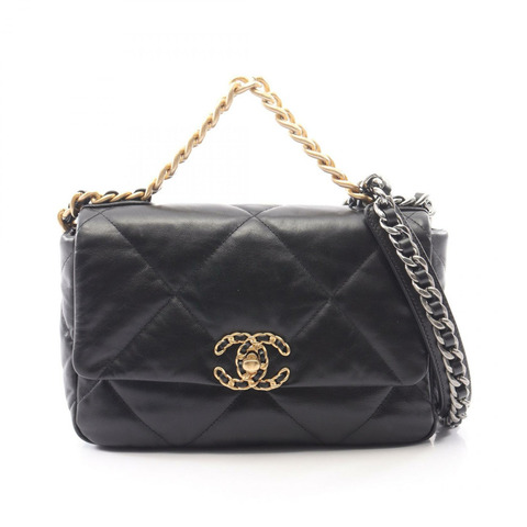 CHANEL 19 dix-neuf 馬特拉斯鏈斜背包 AS1160 小羊皮 黑色