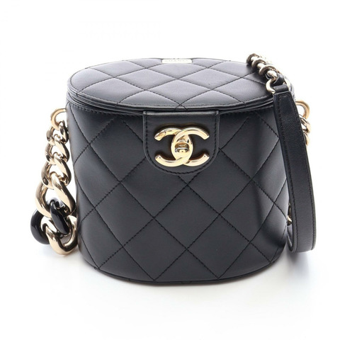 香奈兒 (CHANEL) 絎縫斜背單肩化妝包 AS1355 羊皮黑色二手
