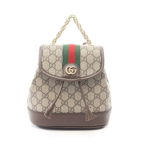 GUCCI Offdia Mini GG Supreme 雙肩包 795221 PVC帆布皮革 二手