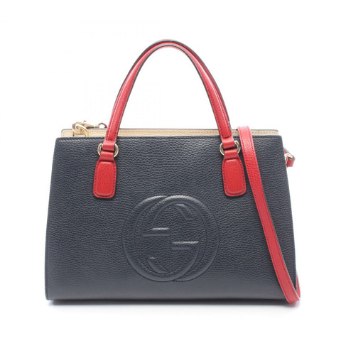 GUCCI Soho 雙G互扣肩挎包 431571 皮革 海軍藍 二手