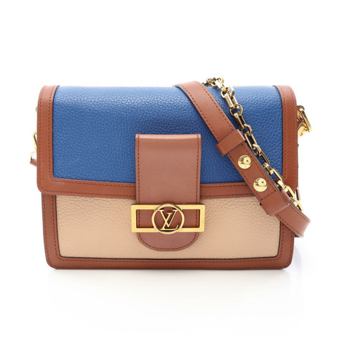 路易威登 Dauphine MM 鏈條單背包 M55071 Taurillon 皮革 藍色