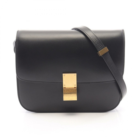 CELINE Classic Box 中型單肩手提包，黑色皮革，二手女款