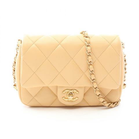 香奈兒 (CHANEL) Matelasse 小號鏈條斜背包 AS4263 羊皮 米色 金色五金