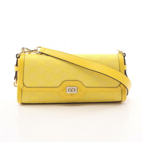 GUCCI Luce 小號單肩包 GG 帆布 788061 皮革 黃色 SHW 二手 女士