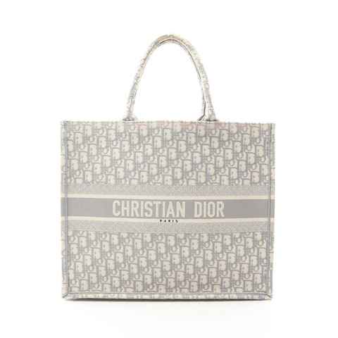 Christian Dior BOOK TOTE 大斜挎手提包 M1286ZRIW 帆布 米色 灰色 二手
