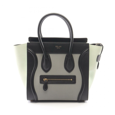 CELINE Luggage 迷你購物手提包，皮革材質，黑色、灰色、綠色，二手女款