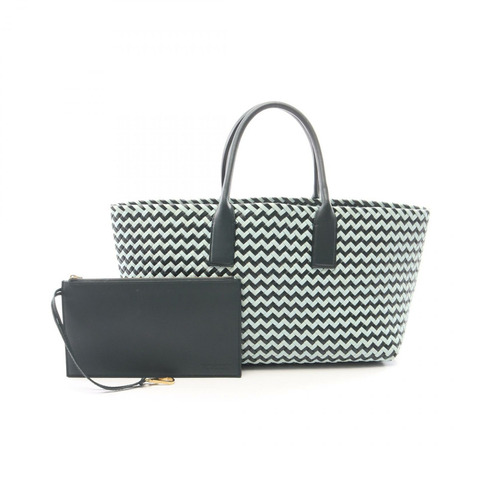 BOTTEGA VENETA Intrecciato 手提包，皮革材質，綠色/藍色，二手女款