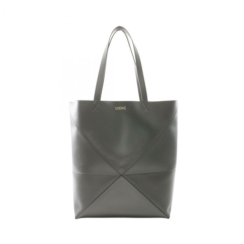 LOEWE Puzzle Fold 大號托特單肩包 B933Q18X011220 皮革 灰色 二手