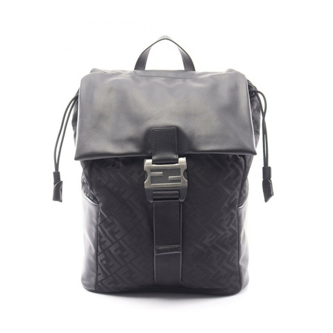 FENDI Flux 雙肩背包 7VZ090AVC6F0SAJ 尼龍皮革 黑色 二手 男款