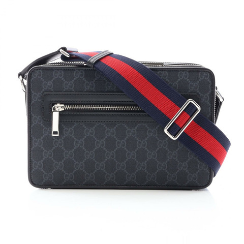 GUCCI GG Supreme 單肩斜背包 822072FADJA1042 帆布皮革 黑色