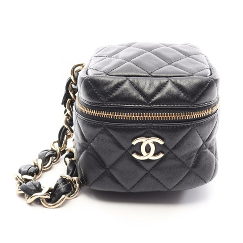 香奈兒 (CHANEL) 絎縫鏈條商務手拿包 AP2803 羊皮黑色 二手 金色五金