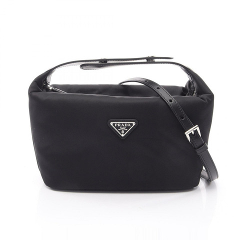 PRADA Cherie Re-Nylon 單肩斜背包 1BC302RDLNF0632 黑色皮革