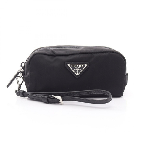 PRADA RE-NYLON 手拿包 1NS175R067F0002 黑色皮革 二手 女士