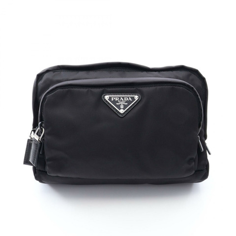 PRADA TESSUTO 手拿包 2NA0682DMIF0002 尼龍 Saffiano 皮革 黑色 二手