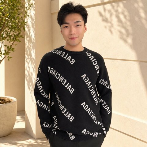 BALENCIAGA LOGO羊毛上衣 S號 黑色