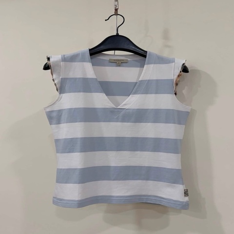 BURBERRY 黑標 經典格紋滾邊橫條上衣